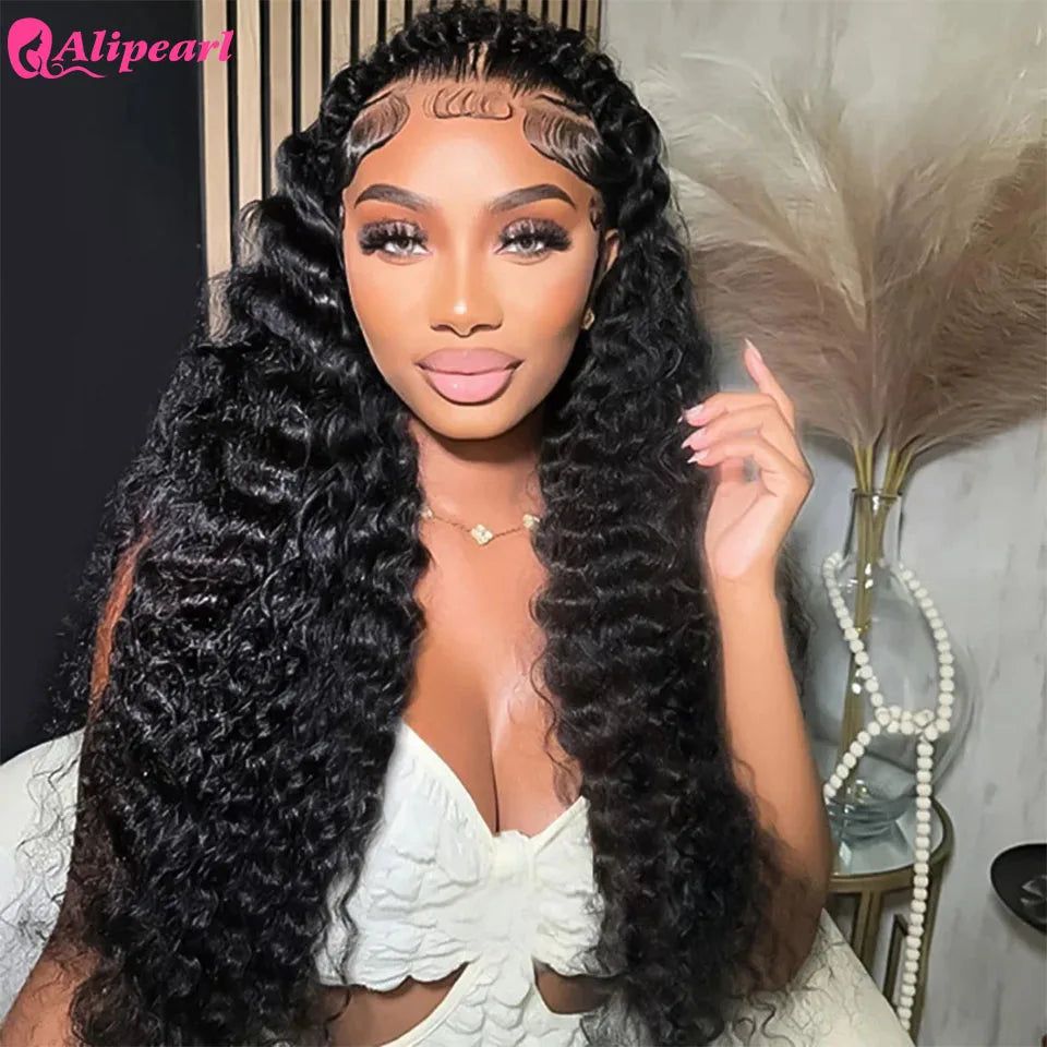 Alipearl Hair Pre Braided Stylist Wig Deep Wave 13x4 Lace Frontal Wig Pre Styled Pre Plucked