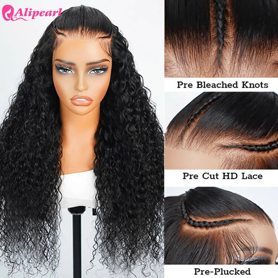 Alipearl Hair Pre Braided Stylist Wig Deep Wave 13x4 Lace Frontal Wig Pre Styled Pre Plucked