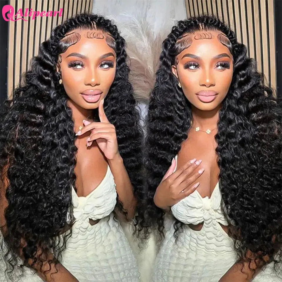 Alipearl Hair Pre Braided Stylist Wig Deep Wave 13x4 Lace Frontal Wig Pre Styled Pre Plucked