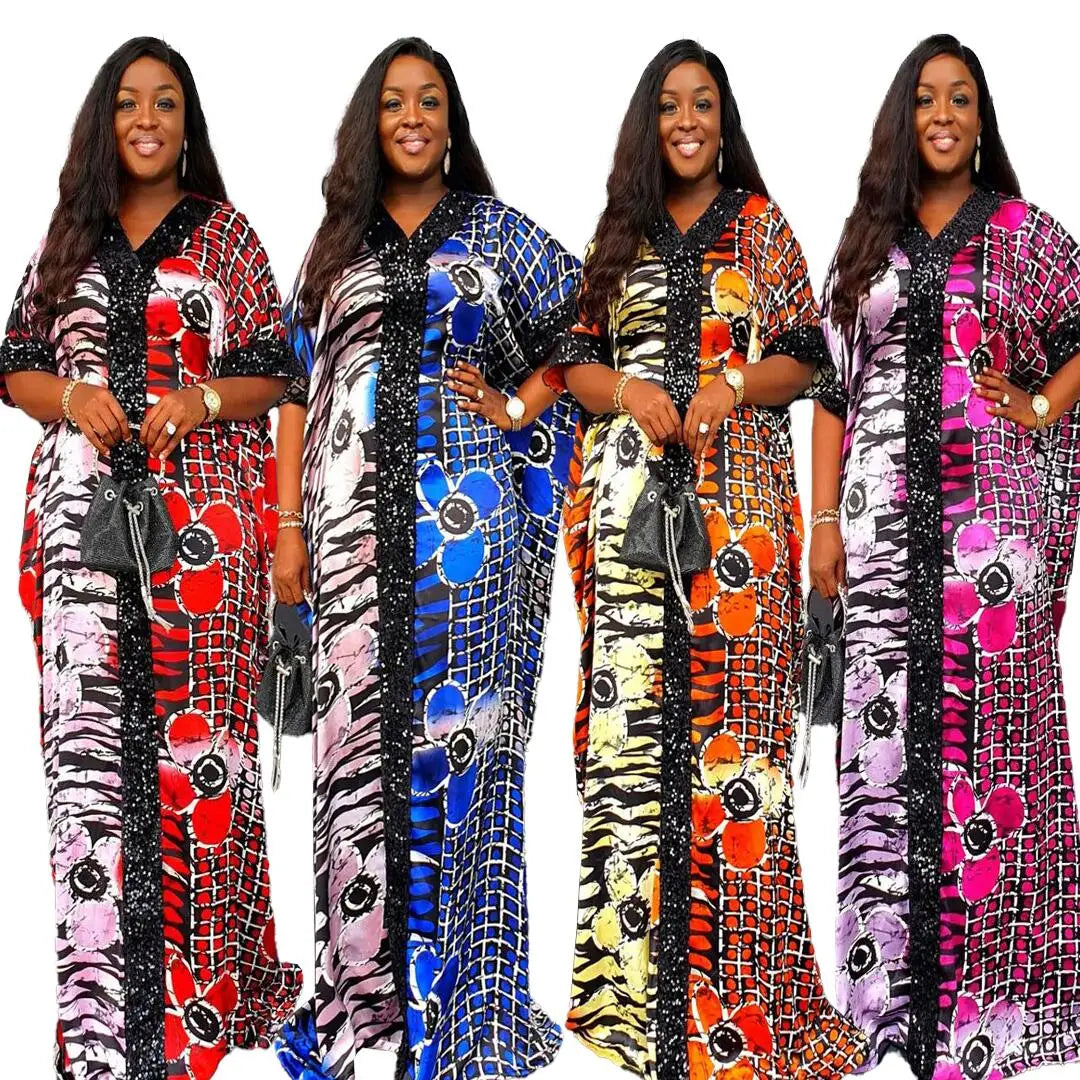 Popular Design african dresses for women Rayon fabric robe africains femme With a hidden waistband african dress