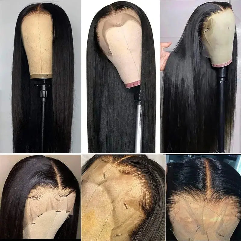 Straight 13x4 HD Transparent Lace Front Wig 28 30 32 Inch 13x6 Lace Frontal Wigs Human Hair 250 Density Brazilian Natural Black