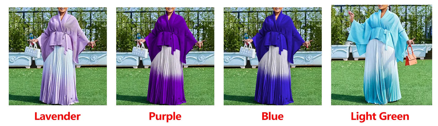 Pleat 2 Two Piece Skirt Set Clothes for Women African Dresses Vacation Outfit 2025 Plus Size Clothing Dashiki Ankara Turkey Gown