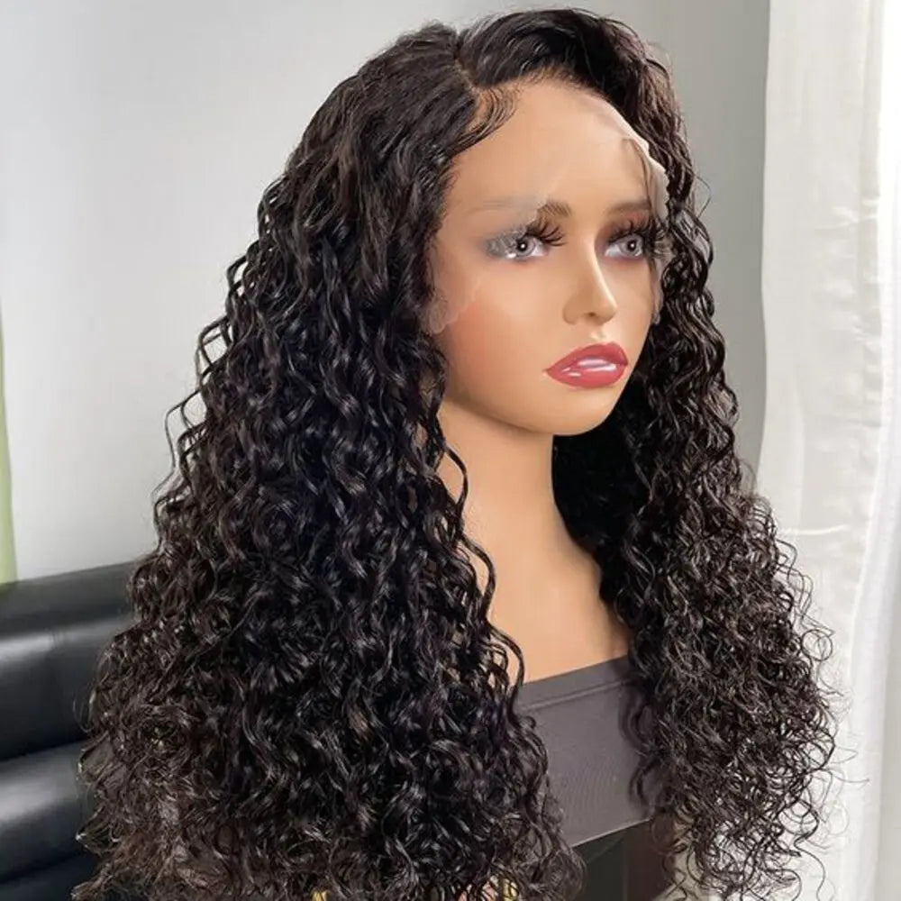 13x6 Deep Wave Lace Front Wigs Human Hair 30 Inch Deep Curly Human Hair Wig 180 Density HD Transparent Lace Frontal Wigs