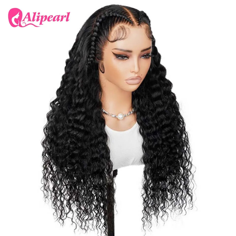 Alipearl Loose Deep 13x6 Lace Front Glueless Wig Pre Braided Brazilian Human Hair Wig  Ready Go Pre Cut Lace Pre Pluck