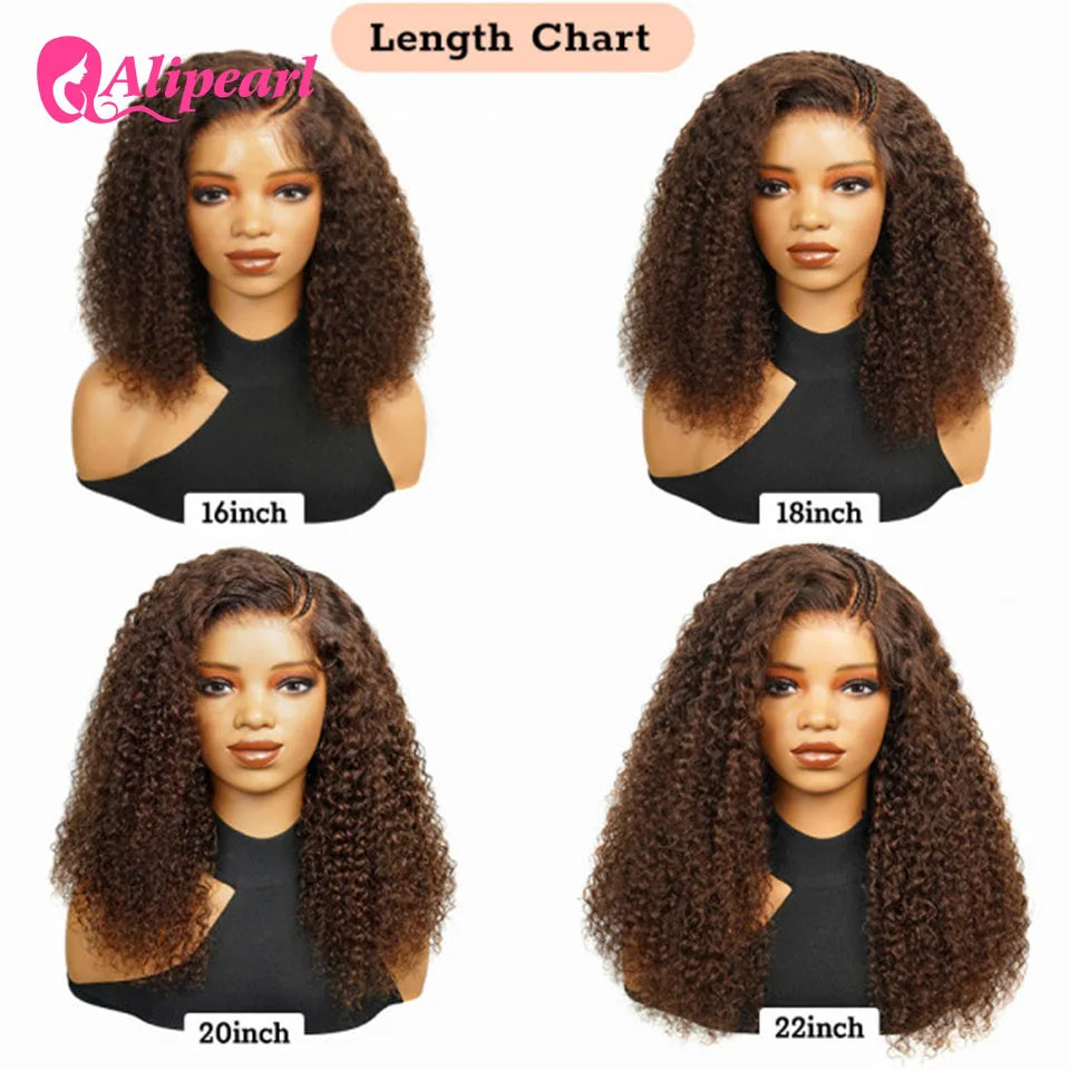 Alipearl Dark Brown Color Curly Human Hair 5x5 Lace Glueless Ready Go Wig Pre cut Handmade Braiding Wigs New Arrival