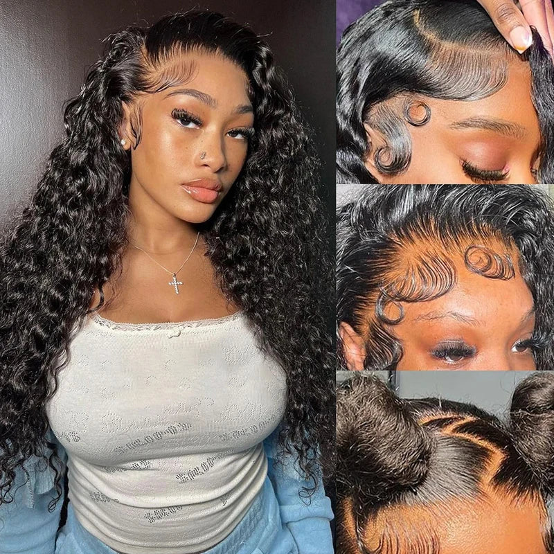 Water Wave 13x6 Lace Front Wigs Human Hair Wet and Wavy Wigs for Women Curly Lace Front Wigs Pre Plucked with Baby Hair