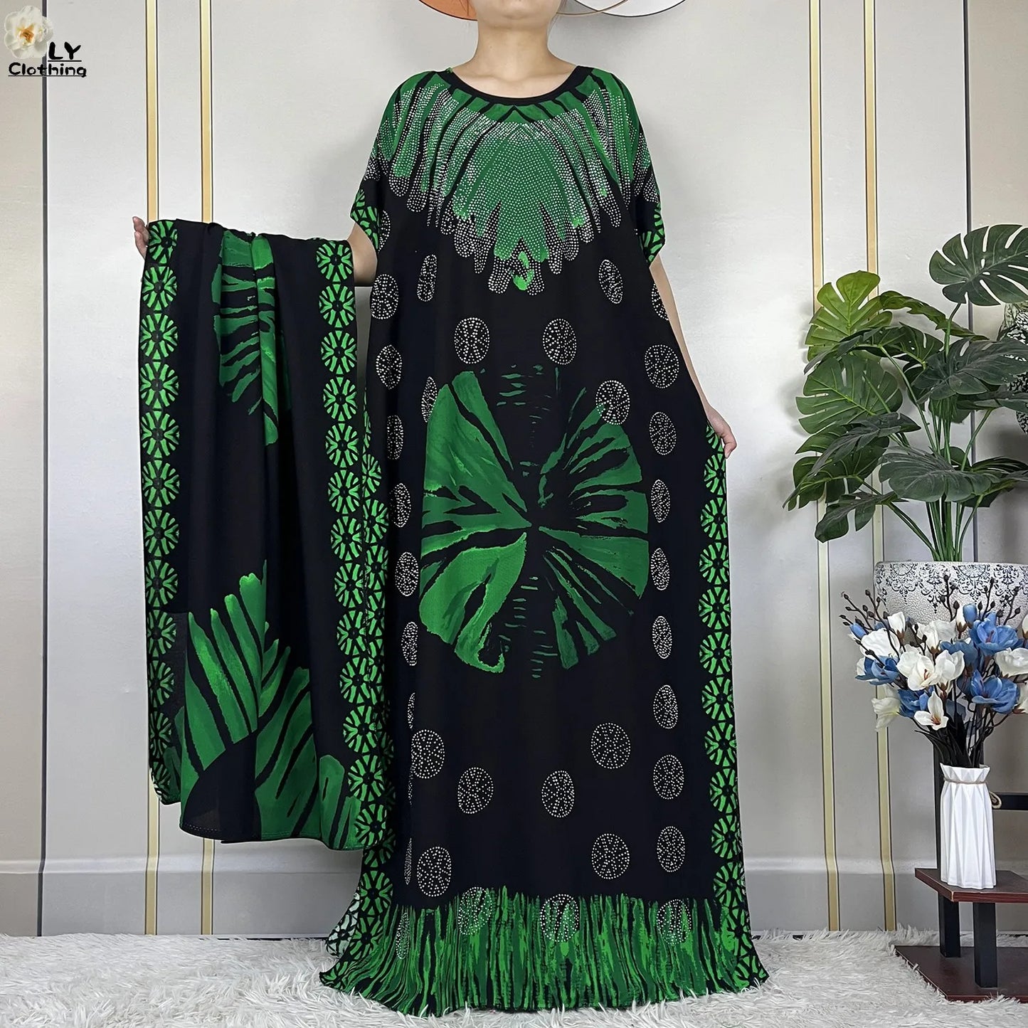 2023 New Muslim Fashion Summer Woman Short Sleeve Dresses With Big Scarf Loose Cotton Boubou Kaftan Islam African Abaya Clothing