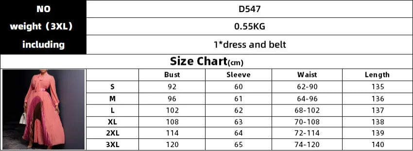 Elegant Women's Pleated Maxi Dress Autumn New Style Lace Up Pleated Long Sleeved Color Matching Fashion Birthday Wedding Guest