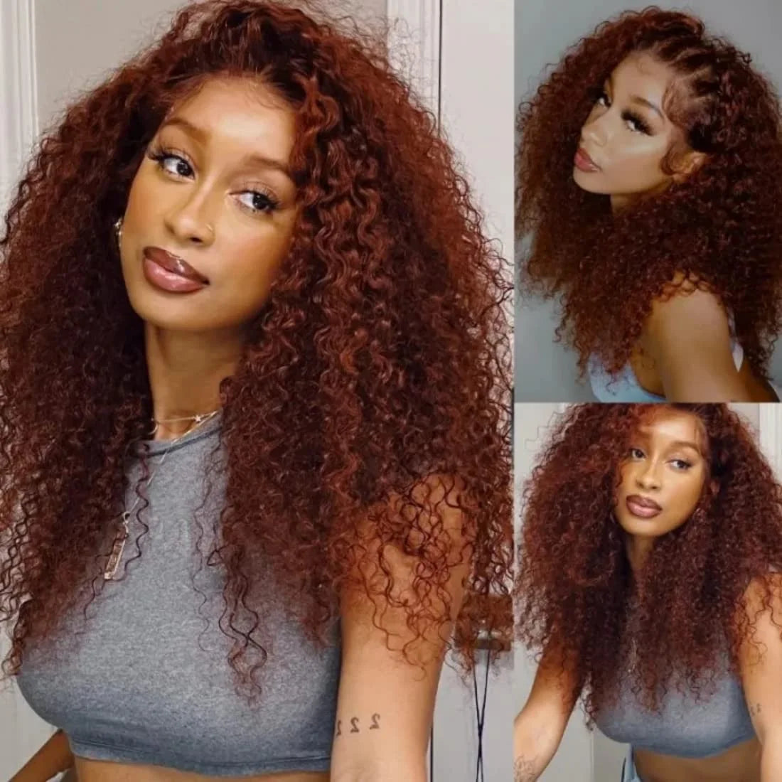 Reddish Brown Deep Curly Lace Frontal Wigs 30 34 Inch Lace Front Wig Human Hair 13x4 13x6 Deep Wave Human Hair Wigs For Women