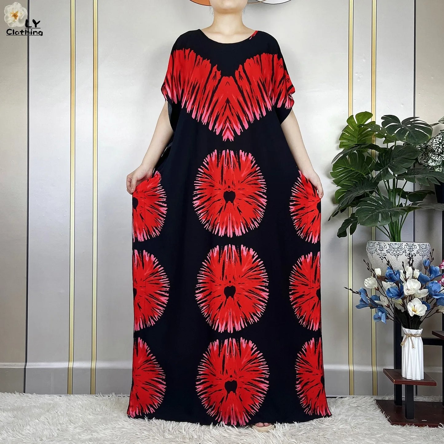 2023 New Muslim Fashion Summer Woman Short Sleeve Dresses With Big Scarf Loose Cotton Boubou Kaftan Islam African Abaya Clothing