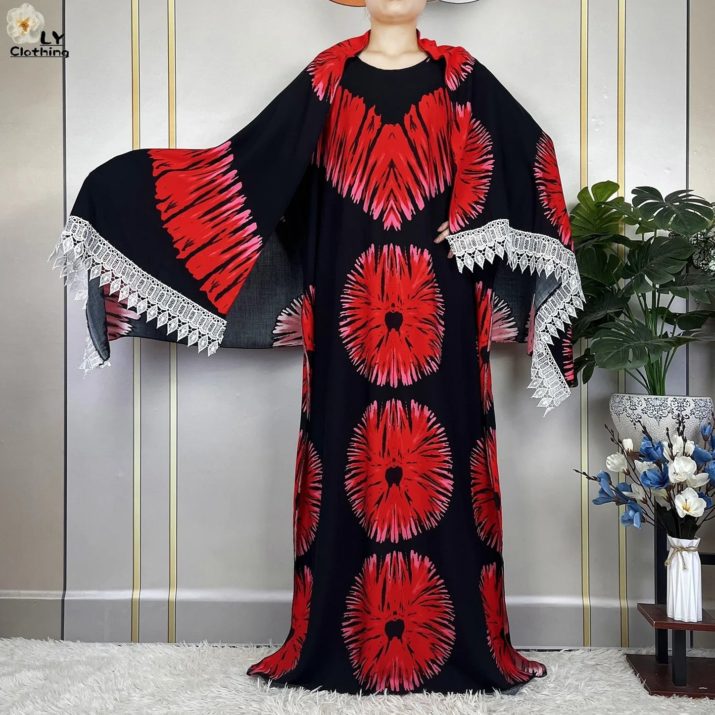 2023 New Muslim Fashion Summer Woman Short Sleeve Dresses With Big Scarf Loose Cotton Boubou Kaftan Islam African Abaya Clothing