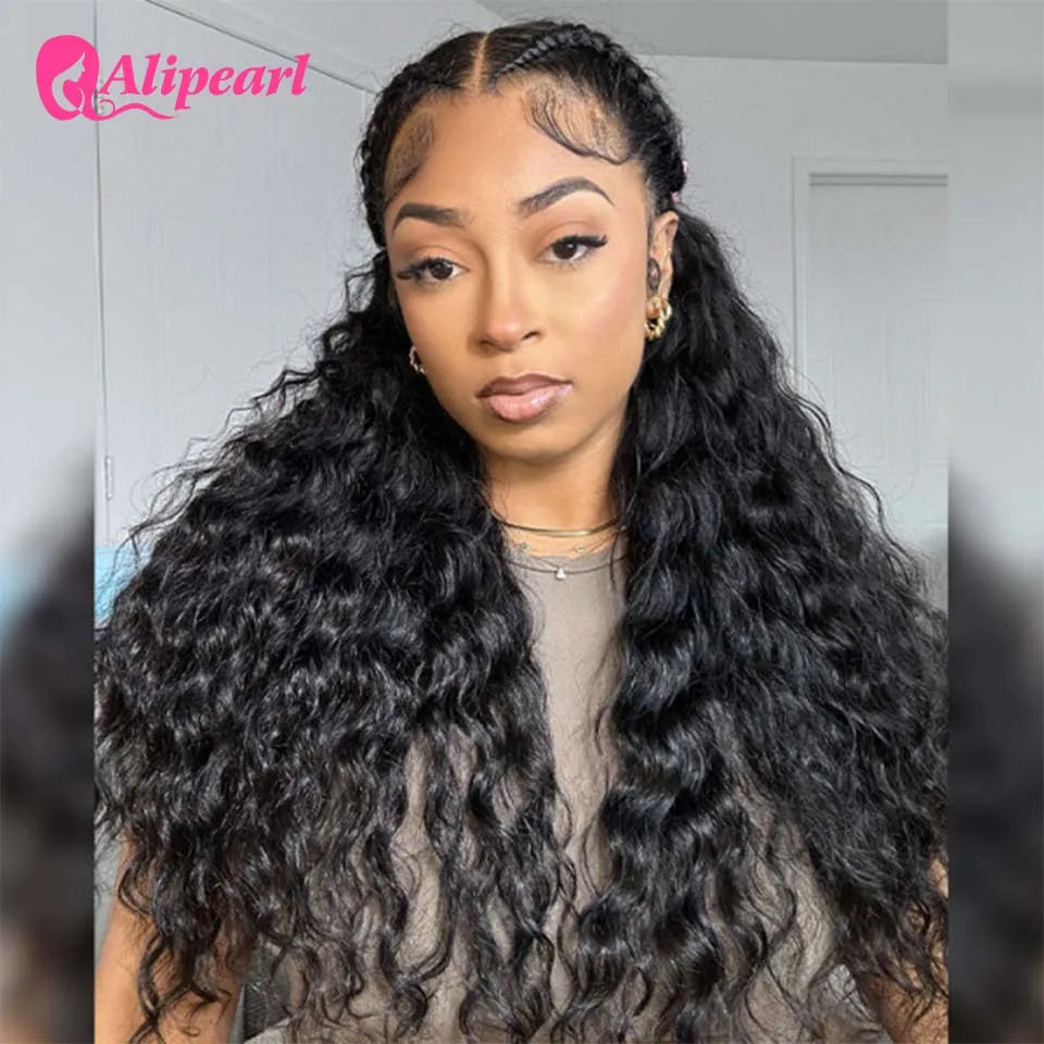 Alipearl Loose Deep 13x6 Lace Front Glueless Wig Pre Braided Brazilian Human Hair Wig  Ready Go Pre Cut Lace Pre Pluck