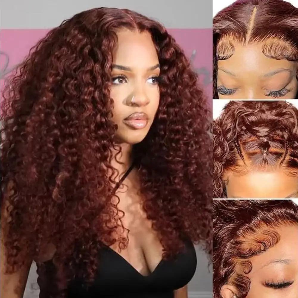 30 Inch Brazilian Reddish Brown Deep Wave 13X6 HD Lace Frontal Wig 13X4 Colored Frontal Lace Curly Human Hair Wigs For Women