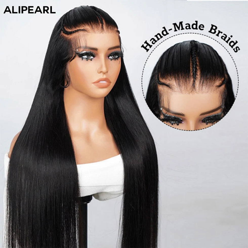 Alipearl Hair Pre Styled Human Hair 3 Part Pre Braided 13x4 Lace Frontal Wig Pre Cut Lace Pre Bleached Lace knots Ready To Go