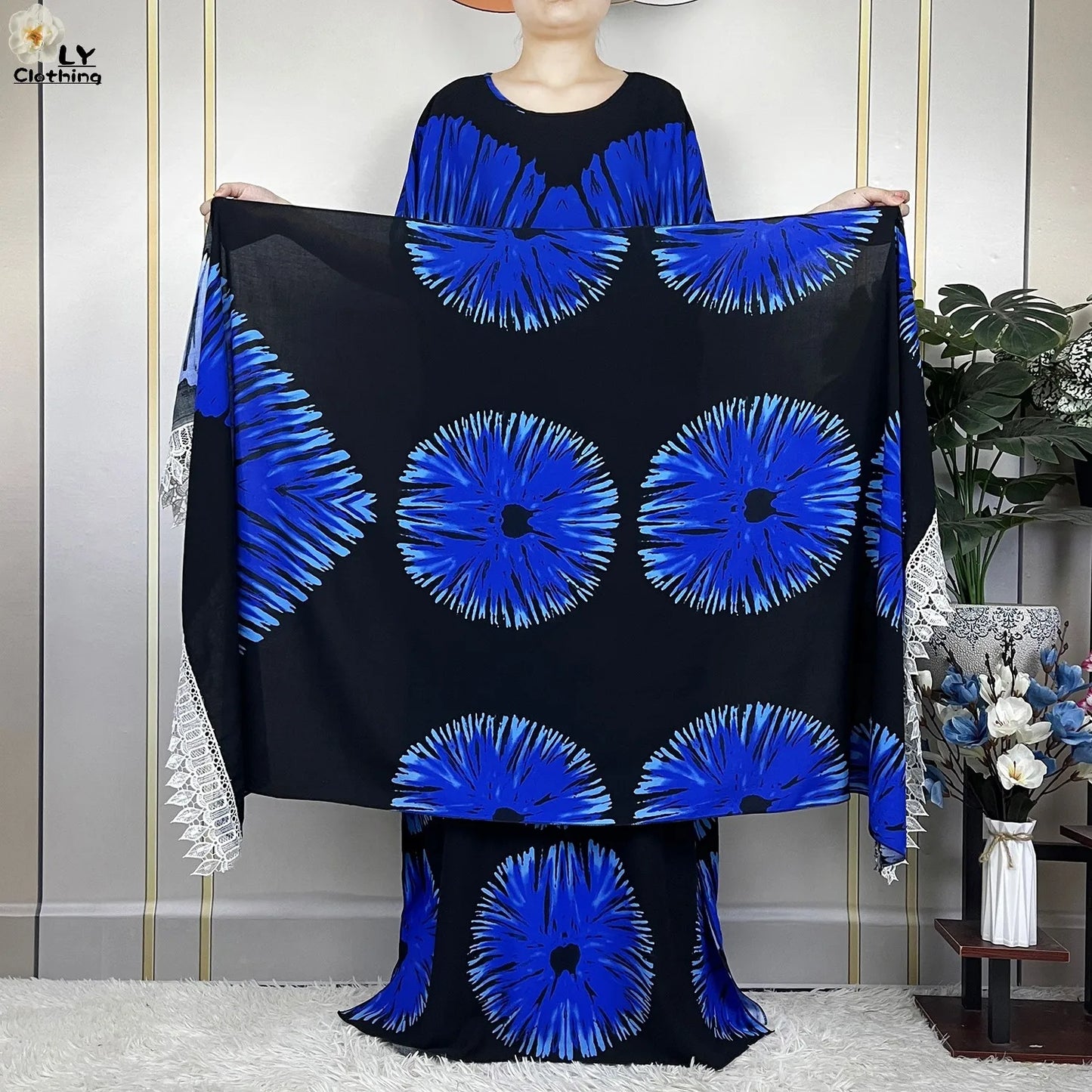 2023 New Muslim Fashion Summer Woman Short Sleeve Dresses With Big Scarf Loose Cotton Boubou Kaftan Islam African Abaya Clothing