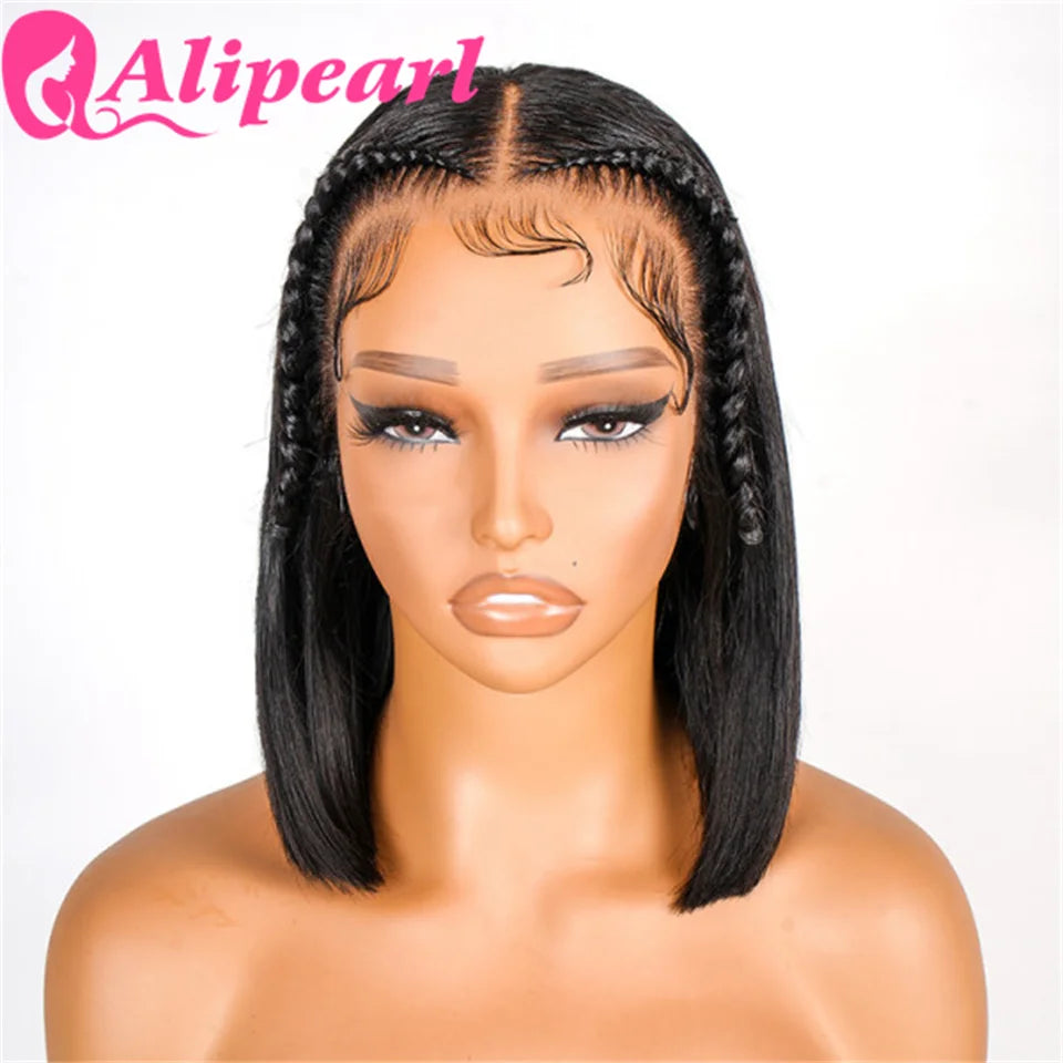 Alipearl Hair Stylist Braided Short Bob Wig Straight 13x4 Lace Front Bob Wig Pre Cut Lace Pre Styled