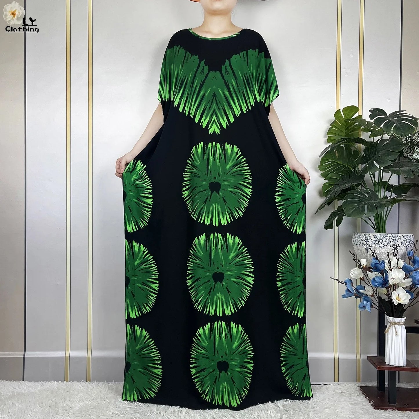 2023 New Muslim Fashion Summer Woman Short Sleeve Dresses With Big Scarf Loose Cotton Boubou Kaftan Islam African Abaya Clothing