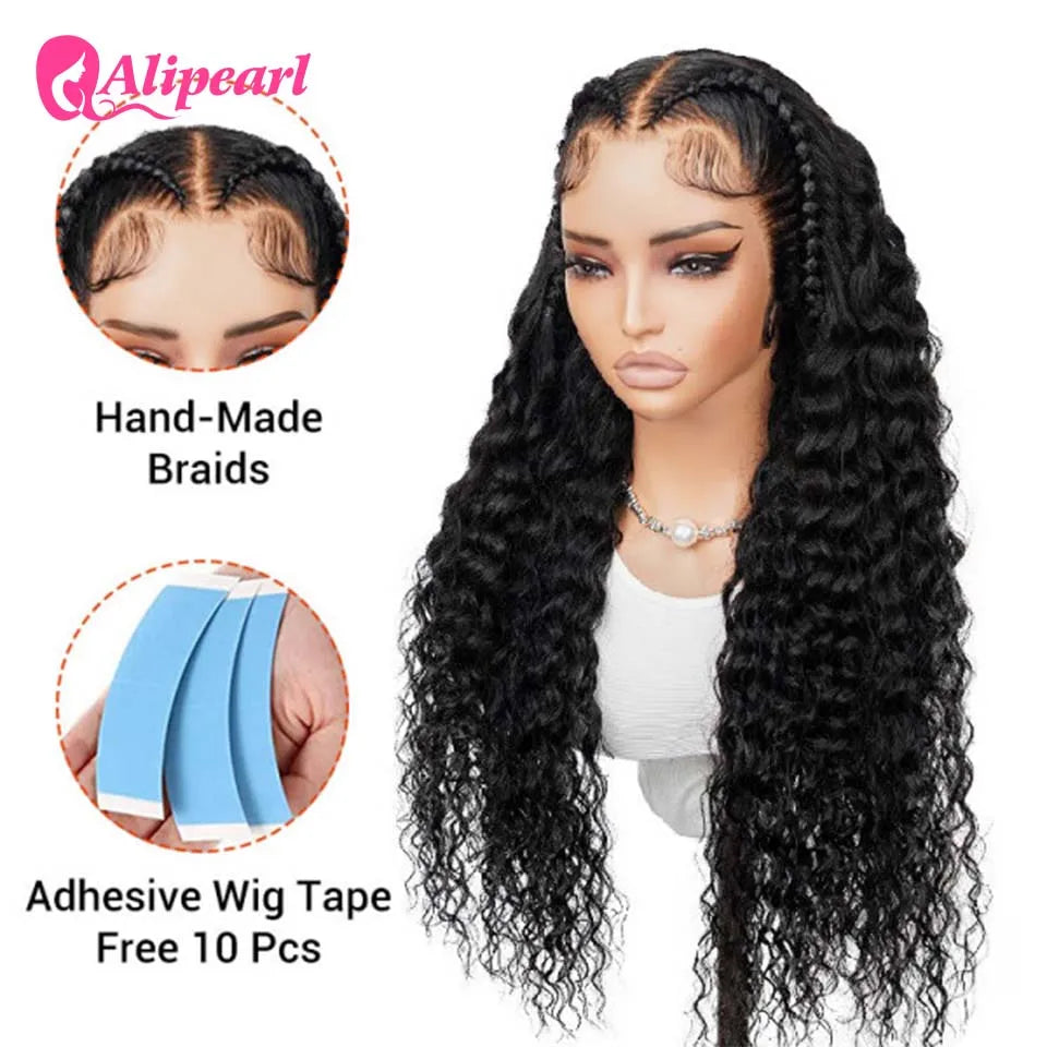 Alipearl Loose Deep 13x6 Lace Front Glueless Wig Pre Braided Brazilian Human Hair Wig  Ready Go Pre Cut Lace Pre Pluck