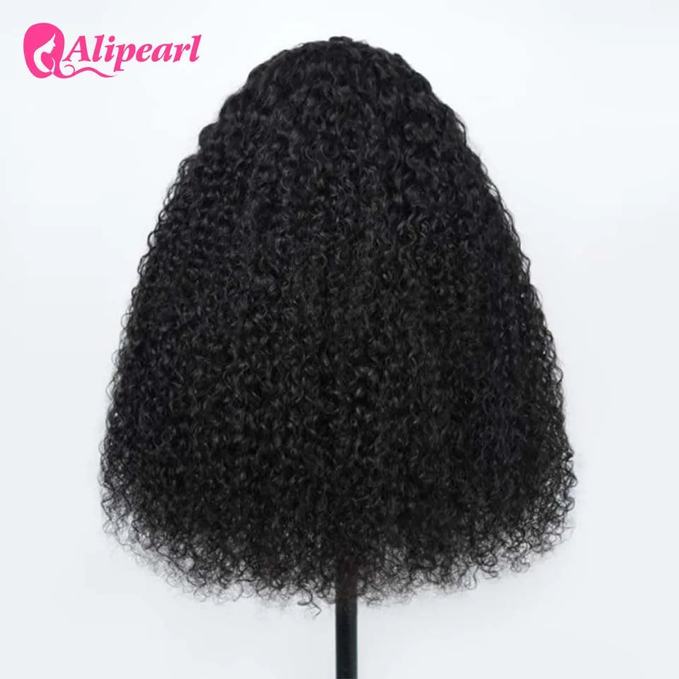 Alipearl Pre-Styled Cute Braids Curly Ready & Go Human Hair Wig 13x6 Transparent Lace Full Frontal Guleless Wig Pre Baby Hair