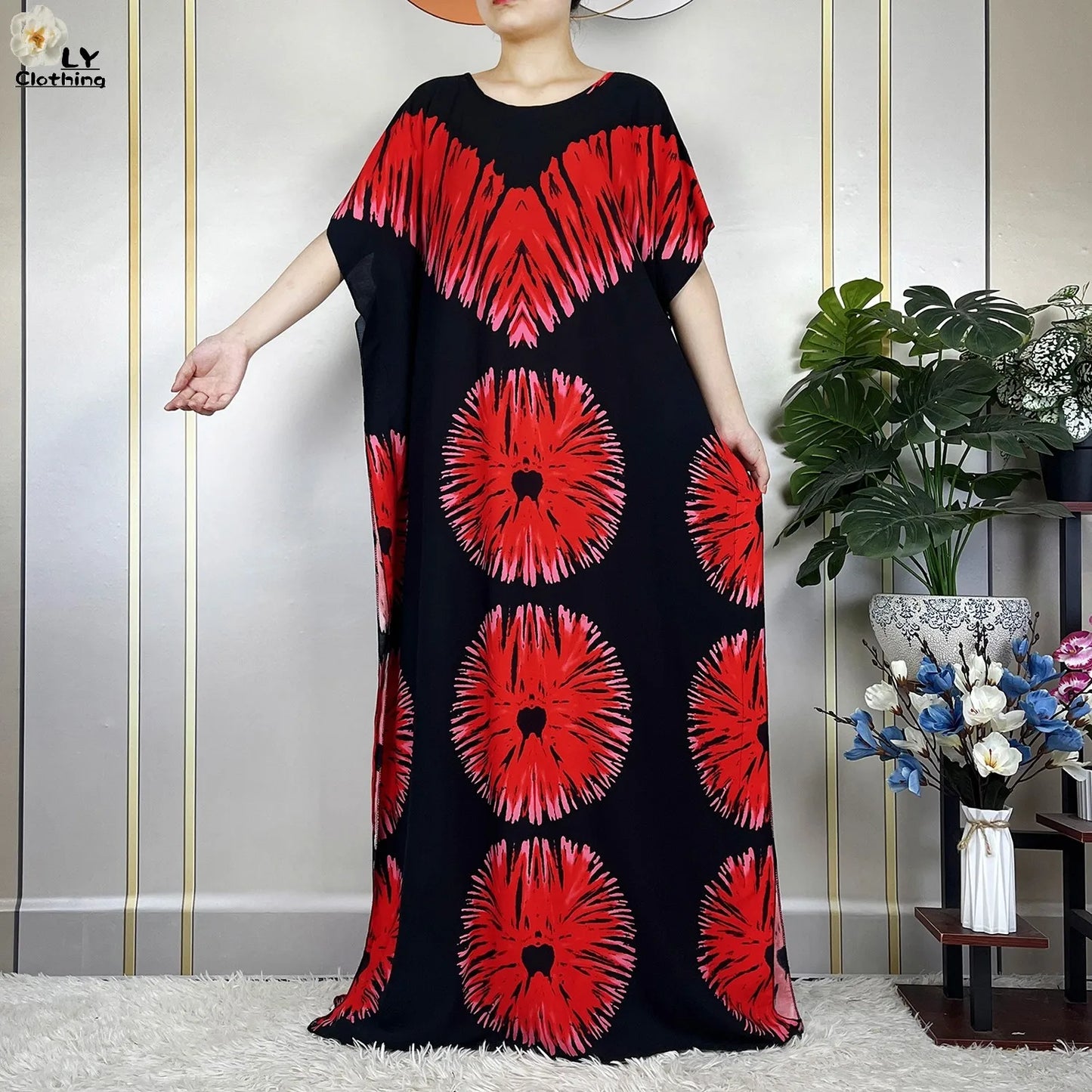 2023 New Muslim Fashion Summer Woman Short Sleeve Dresses With Big Scarf Loose Cotton Boubou Kaftan Islam African Abaya Clothing