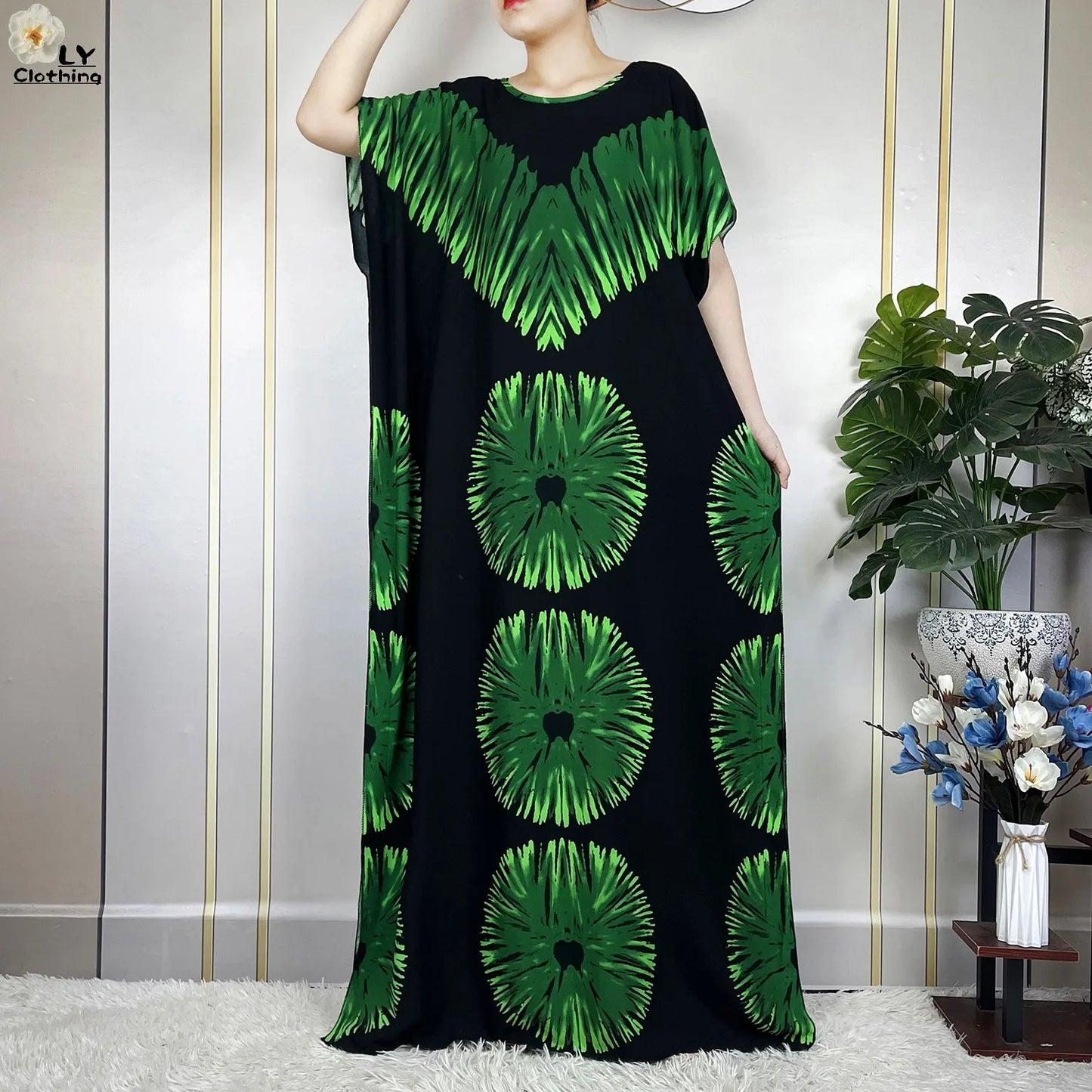 2023 New Muslim Fashion Summer Woman Short Sleeve Dresses With Big Scarf Loose Cotton Boubou Kaftan Islam African Abaya Clothing