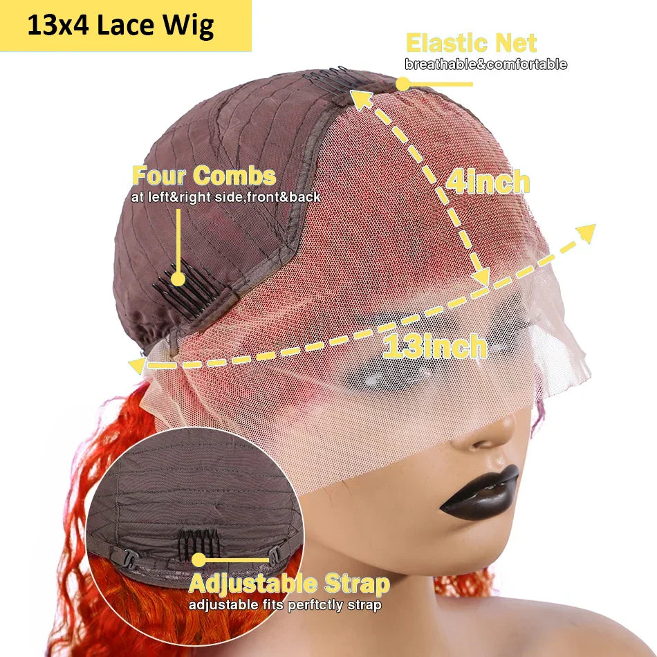 30 40 Inch 13x6 Orange Ginger Curly Lace Frontal Human Hair Wig 200 Density 13x4 Deep Wave Lace Front Human Hair Wigs For Women