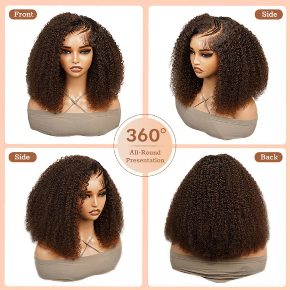 Alipearl Dark Brown Color Curly Human Hair 5x5 Lace Glueless Ready Go Wig Pre cut Handmade Braiding Wigs New Arrival