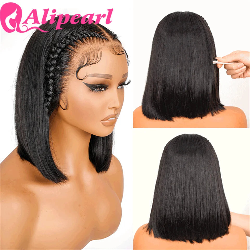 Alipearl Hair Stylist Braided Short Bob Wig Straight 13x4 Lace Front Bob Wig Pre Cut Lace Pre Styled