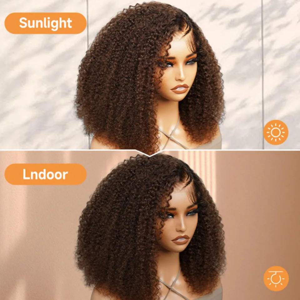 Alipearl Dark Brown Color Curly Human Hair 5x5 Lace Glueless Ready Go Wig Pre cut Handmade Braiding Wigs New Arrival