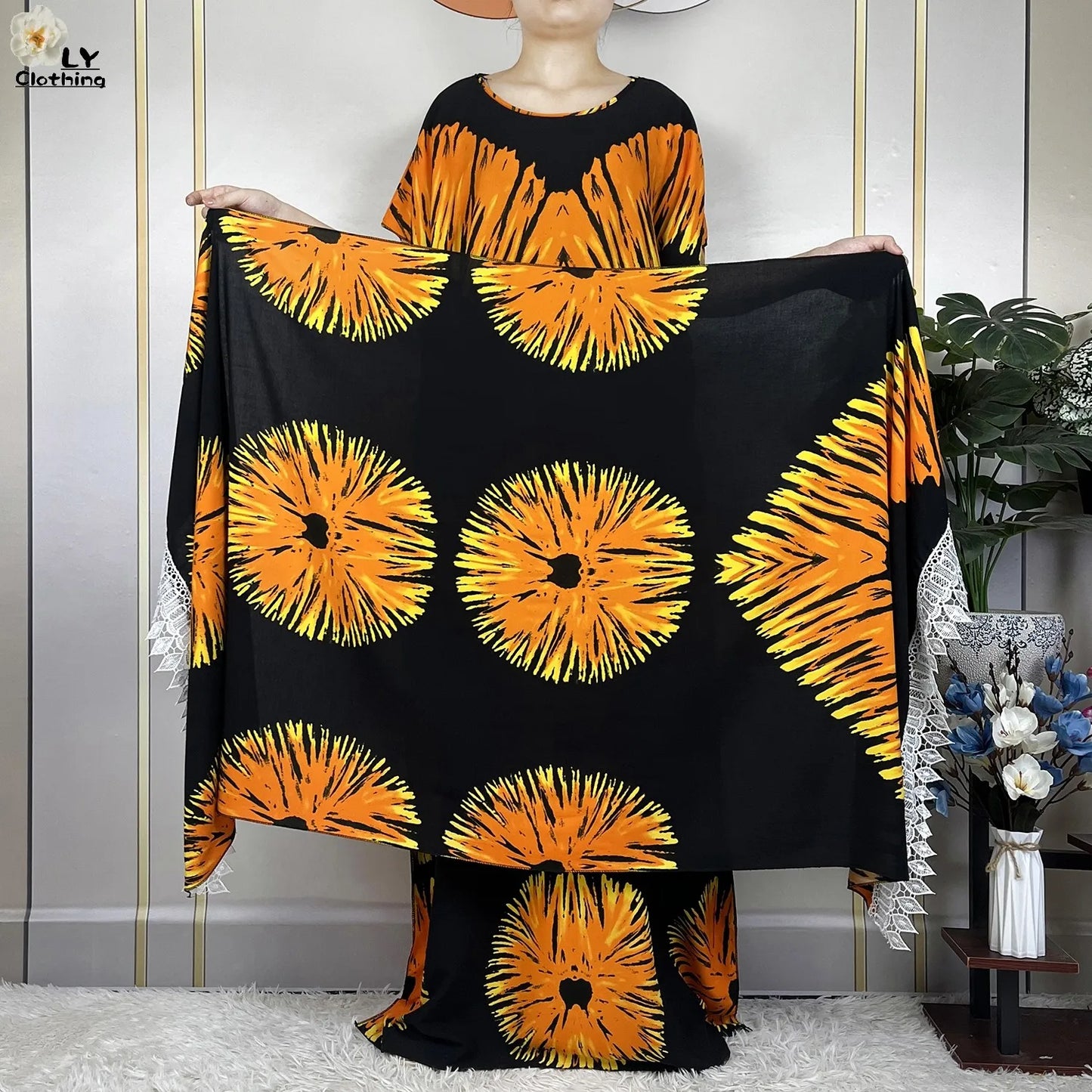 2023 New Muslim Fashion Summer Woman Short Sleeve Dresses With Big Scarf Loose Cotton Boubou Kaftan Islam African Abaya Clothing