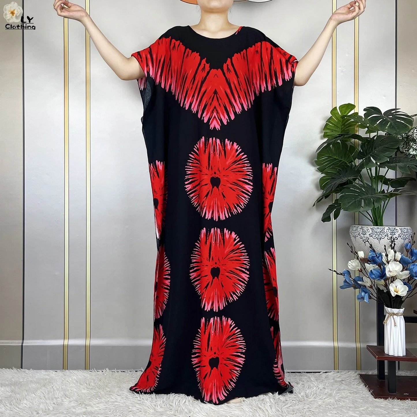 2023 New Muslim Fashion Summer Woman Short Sleeve Dresses With Big Scarf Loose Cotton Boubou Kaftan Islam African Abaya Clothing