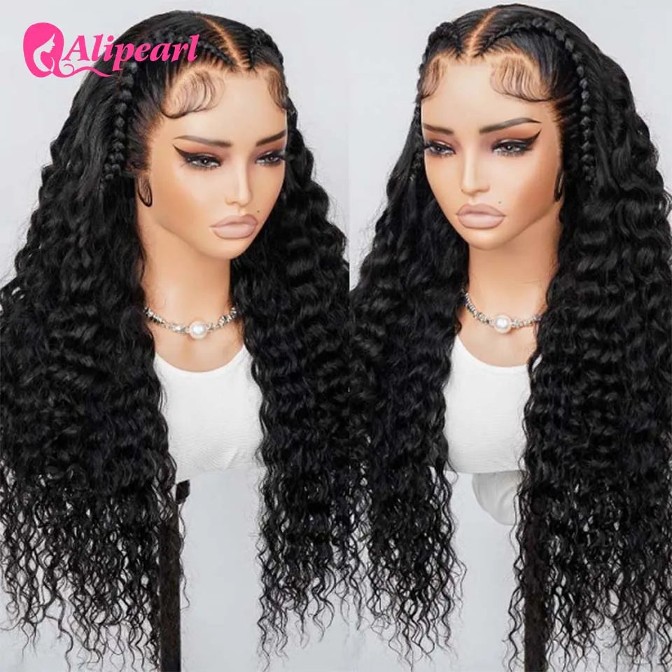 Alipearl Loose Deep 13x6 Lace Front Glueless Wig Pre Braided Brazilian Human Hair Wig  Ready Go Pre Cut Lace Pre Pluck