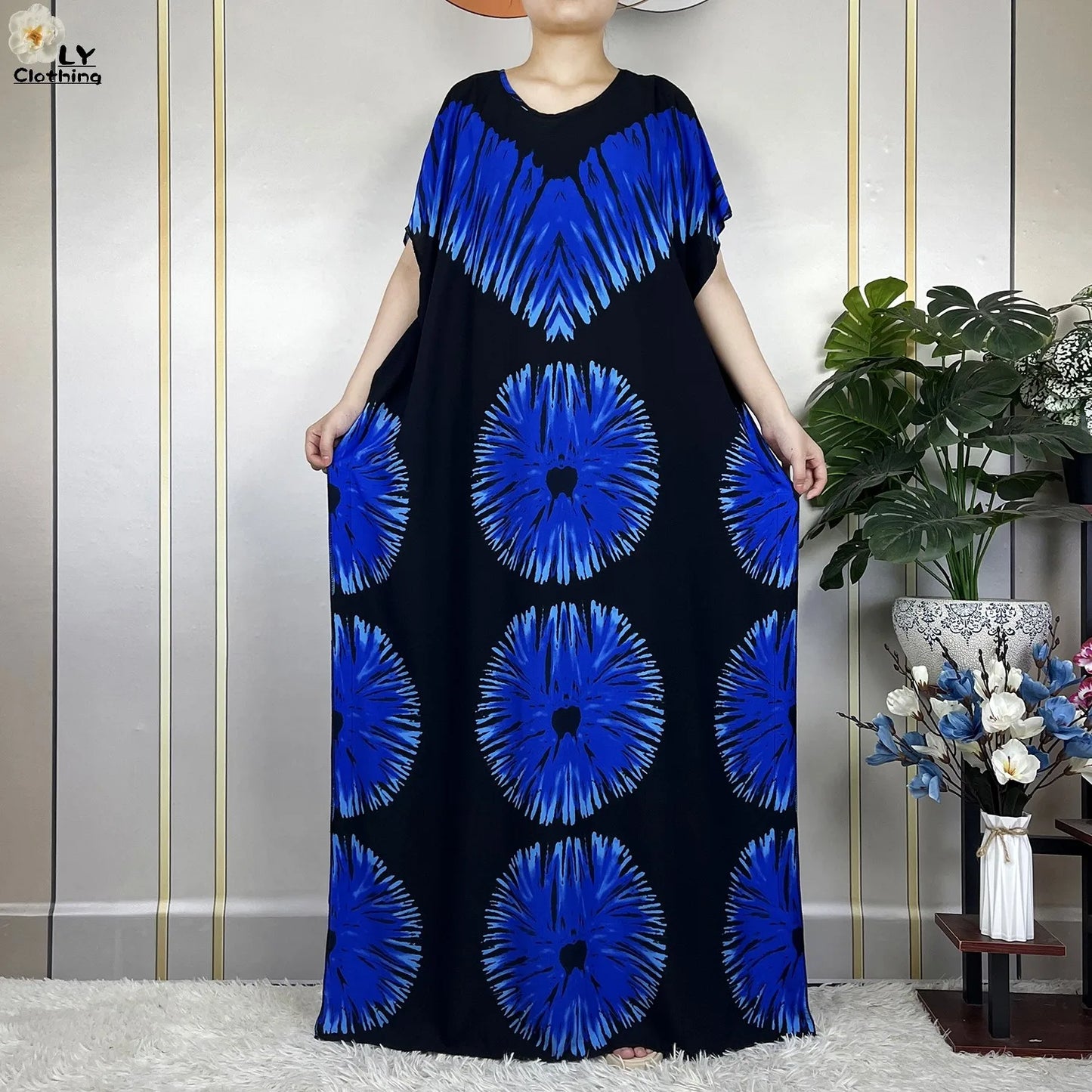 2023 New Muslim Fashion Summer Woman Short Sleeve Dresses With Big Scarf Loose Cotton Boubou Kaftan Islam African Abaya Clothing